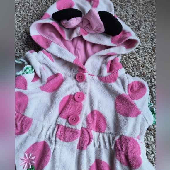 Disney Store Toddler Girls Bath Robe Minnie Mouse Hooded SS Polka Dot Size 2 - Picture 5 of 7